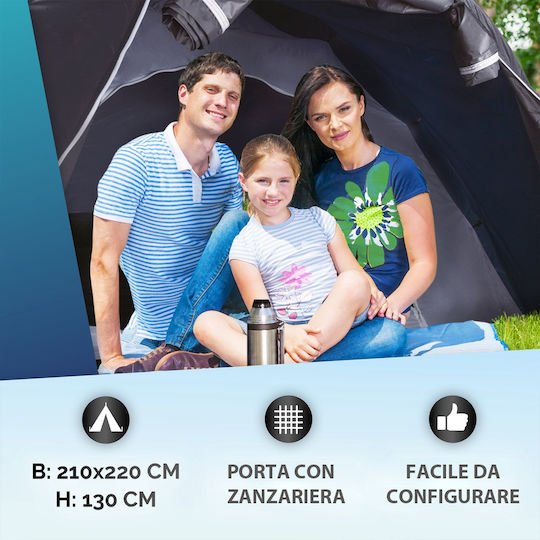 Dunlop Summer Camping Igloo Mountaineering Blue for 2 People Waterproof 1000mm 220x210x130cm