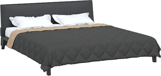 vidaXL Queen Blanket 220x200cm Charcoal and Tan