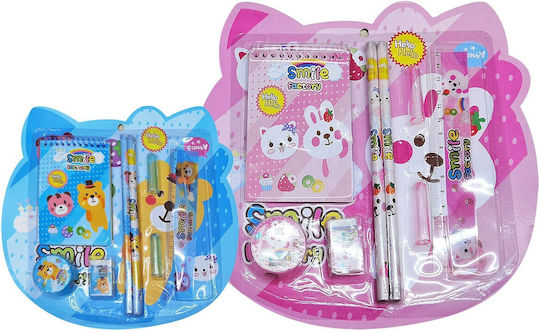 School Set 8 Pieces Bears Cats 23x23cm Justnote 703456 Pink