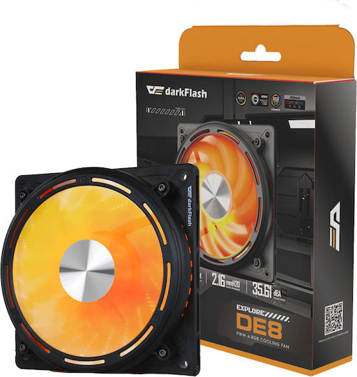 Darkflash Explore DE8 Case Fans 120mm 1900rpm 55.22cfm with ARGB Lighting and 4-Pin PWM Connection