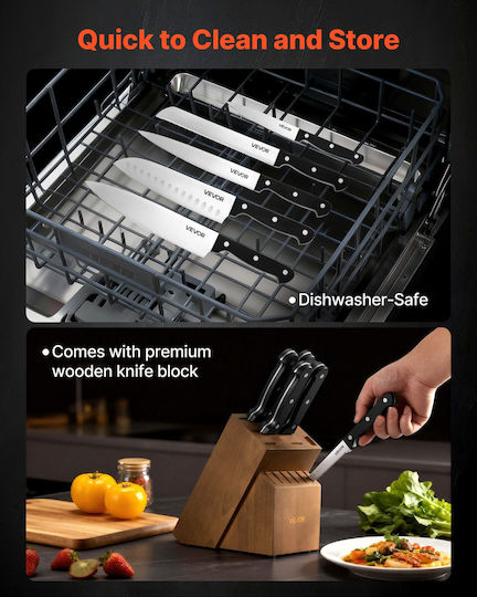 Vevor Set Knives with Base Made of Stainless Steel 15 Pieces