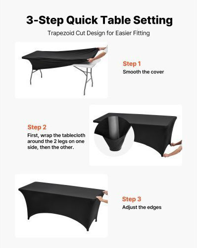 Vevor Set 10 Pieces Black Tablecloths 183x76cm