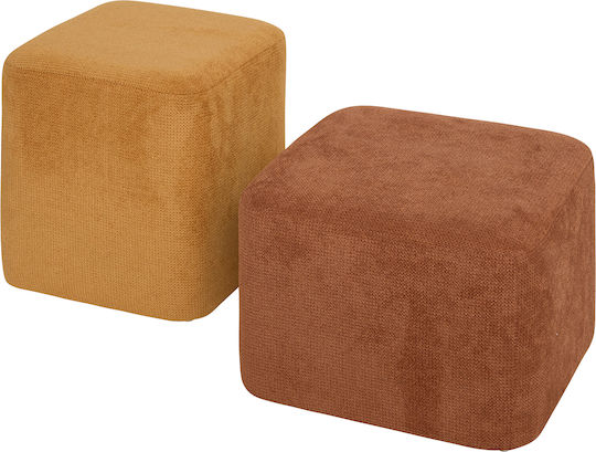 Σκαμπό Σαλονιού Επενδυμένο με Δερματίνη Amber/ochre 2τμχ 41x41x42εκ.