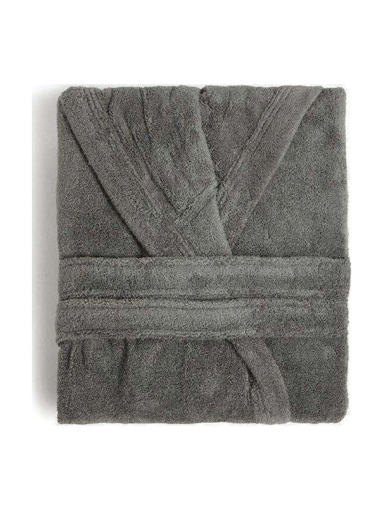 Aigaion Νua Cotton Bademantel mit Kapuze Anthracite 320gr/m²