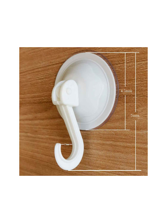 3 Bucăți Cârlig cu Ventuză din Plastic Alb Ø4.50cm