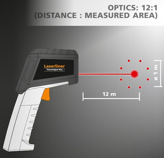 Laserliner ThermoSpot Plus Инфрачервен термометър за температури от -38°C до 600°C със съотношение на разстоянието 12:1