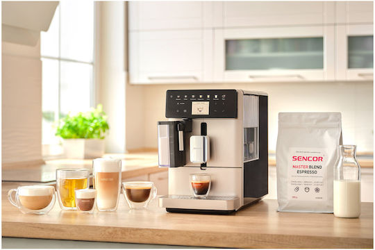 Sencor Automatic Espresso Machine 1400W Pressure 19bar for Cappuccino with Grinder White SES 9350CH