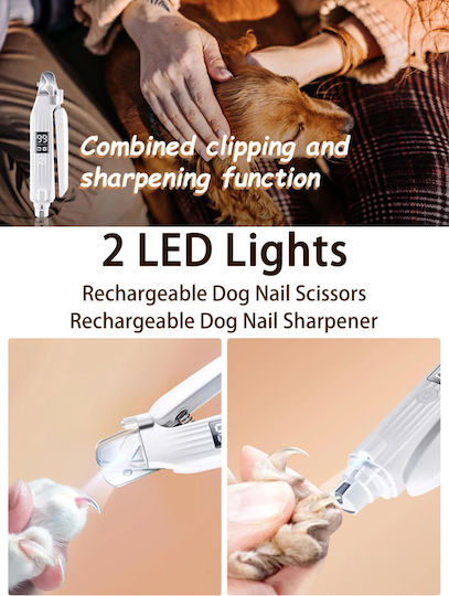 Electric Pet Nail Clipper File 2 1 Led Light Screen Usb