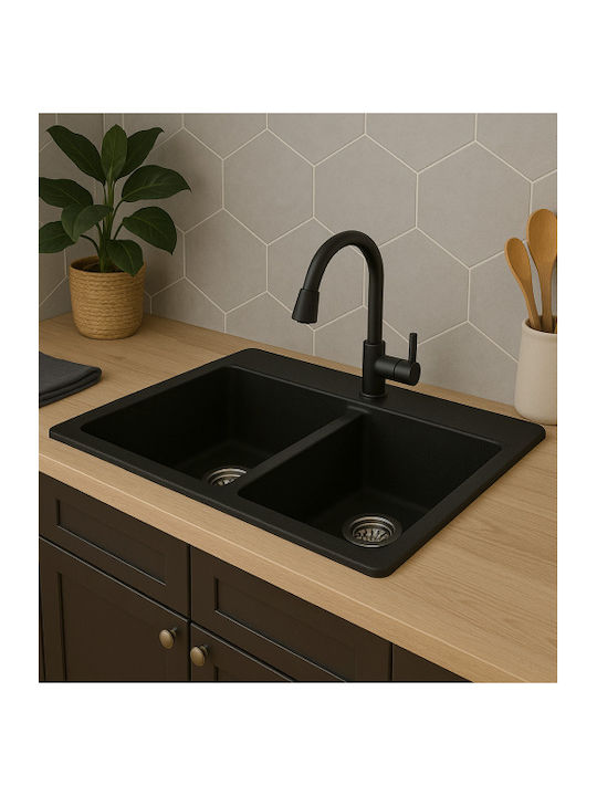 Unixton Drop-In Kitchen Sink Made of Liquid Granite 78x50cm Brown