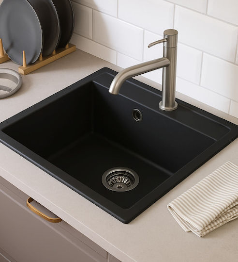 Unixton Icarus50 Drop-In Küchenspüle aus Flüssiger Granit M50xP50cm Braune