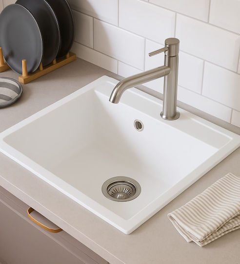 Unixton Icarus50 Drop-In Küchenspüle aus Flüssiger Granit M50xP50cm Braune