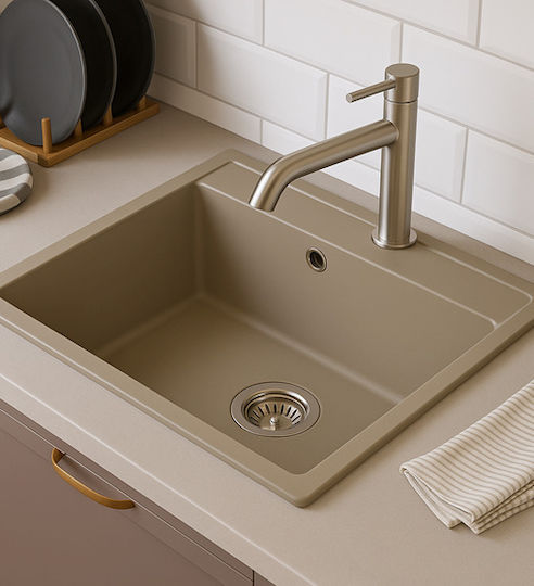 Unixton Icarus50 Drop-In Küchenspüle aus Flüssiger Granit M50xP50cm Braune