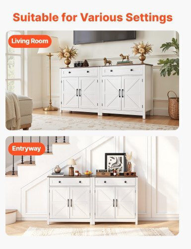 Μπουφές από Ξύλο & Μέταλλο με Συρτάρια White 75x37.5x80cm