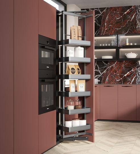 Pantry with Wooden Bottom Emuca Harmony Brake Box 40cm Anthracite Height 1780-2080mm