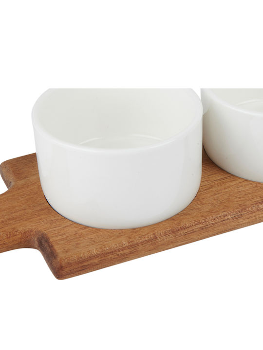 Alpina Appliances Ξύλινη Ορντεβιέρα 3 Θέσεων Μπεζ Ø36.5cm Π36.5xΜ10cm
