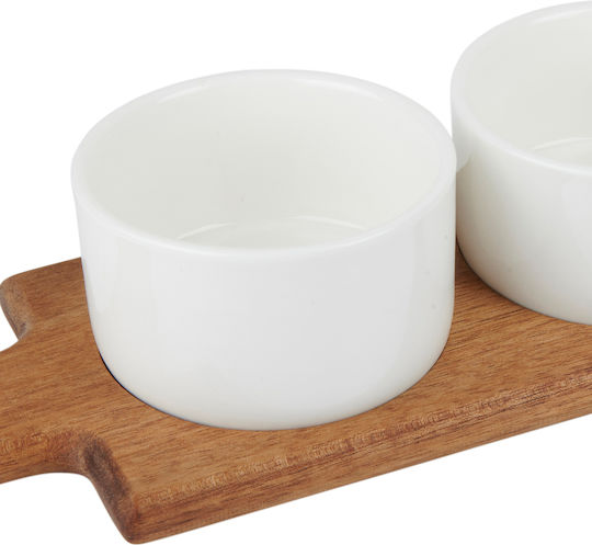 Alpina Appliances Ξύλινη Ορντεβιέρα 3 Θέσεων Μπεζ Ø36.5cm Π36.5xΜ10cm