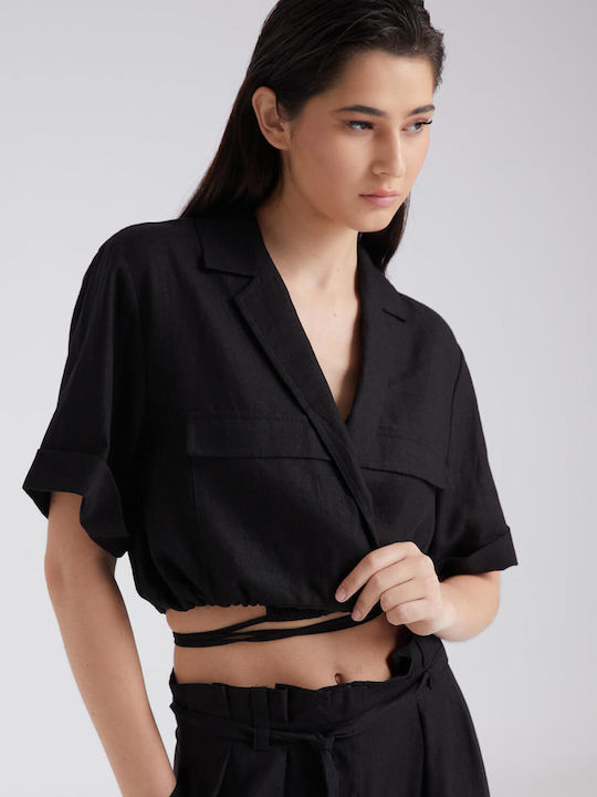 Damen Crop Top Black