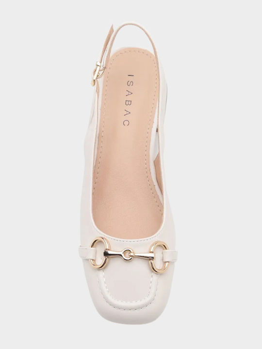 Synthetic Leather Pointed Toe Beige Heels