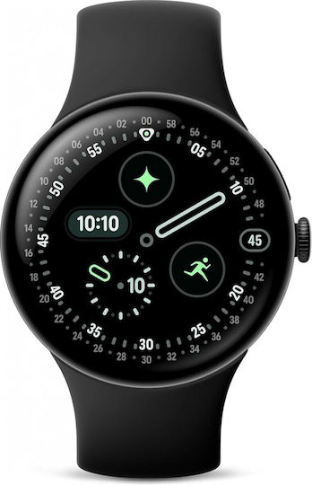 Google Pixel Watch 4 Aluminium 45mm με Παλμογράφο (Matte Black Aluminium Case/Obsidian Active Band)