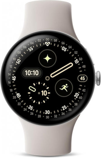 Google Pixel Watch 4 Aluminium 45mm with Heart Rate Monitor (Polished Silver Aluminium Case/Porcelain Active Band)