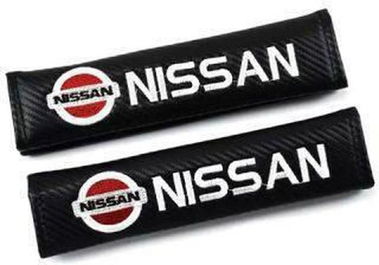 Car Seat Belt Pads Carbon 23x6cm 2 Pieces Nissan Hw-0399