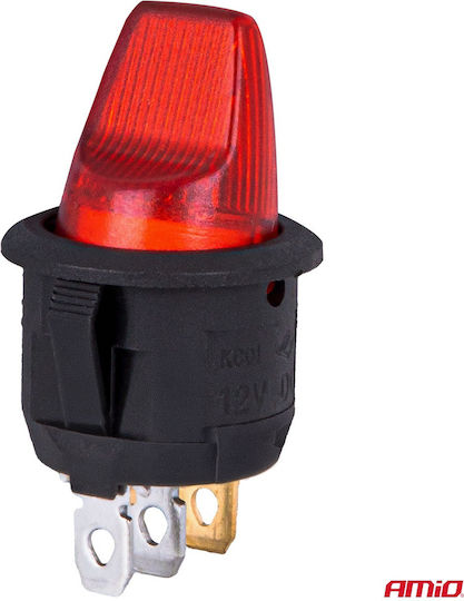 Amio Διακόπτης Μοχλός 12v 20a Κόκκινο Φωτισμό – Οχήματα & Βιομηχανικές Εφαρμογές 1 Τεμ 04438/am