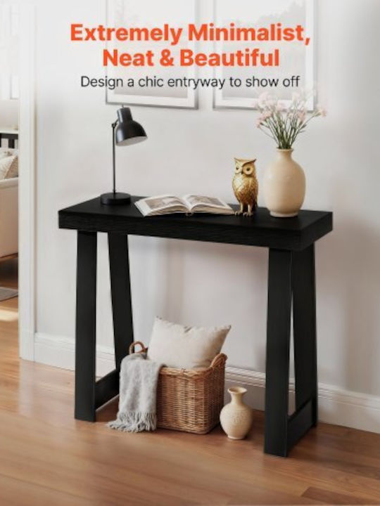 Wooden Console Table Black Velvet-Black Metal L91.5xW30.5xH36cm