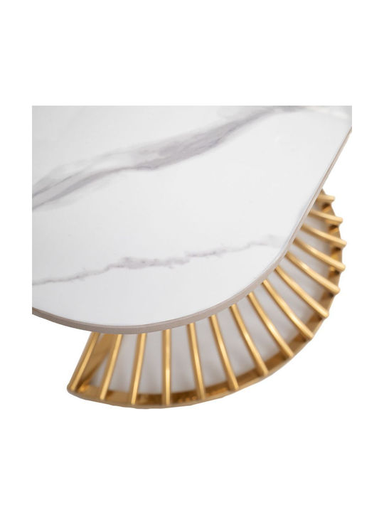 Console Table Metal with Marble Surface Gold, White L130xW40xH80cm