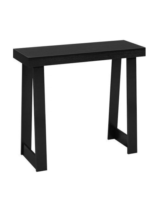 Wooden Console Table Black Velvet-Black Metal L91.5xW30.5xH36cm
