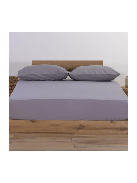 Nef-Nef Homeware Bettlaken King Size mit Gummiband 180x200+35cm. Jersey Light Grey