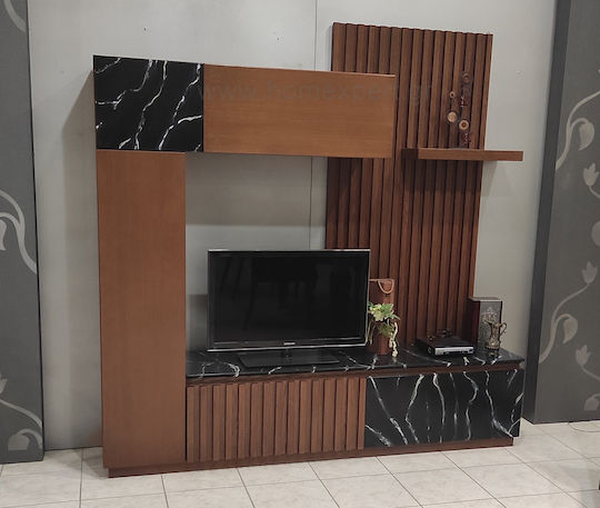 Wooden Living Room TV Unit Black L200xW40xH205cm