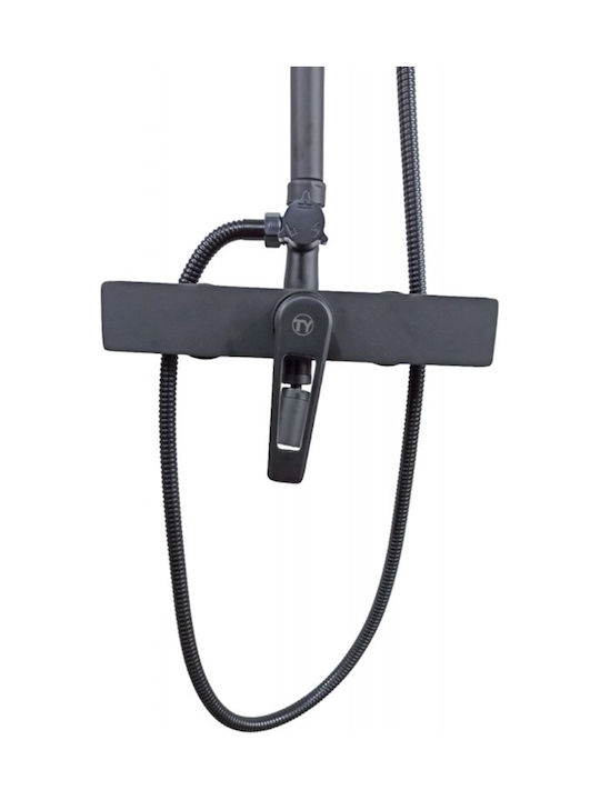 Shower Column with Bathtub Mixer 114cm Black