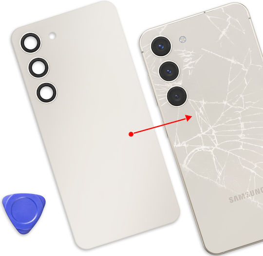 Clappio Capac Baterie De Înlocuire Galaxy S23 Cu Adeziv Integrat Bej