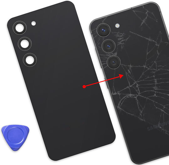 Clappio Replacement Battery Cover Galaxy S23 Integrated Adhesive Black