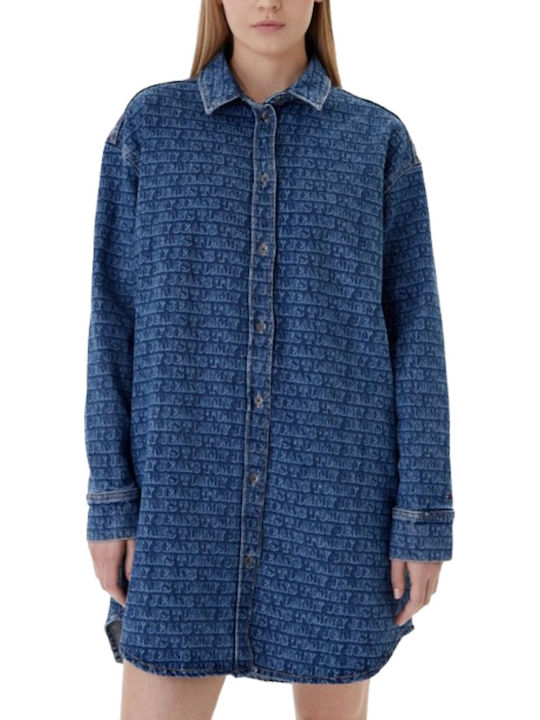 Rochie Cămașă Mini Denim Albastră