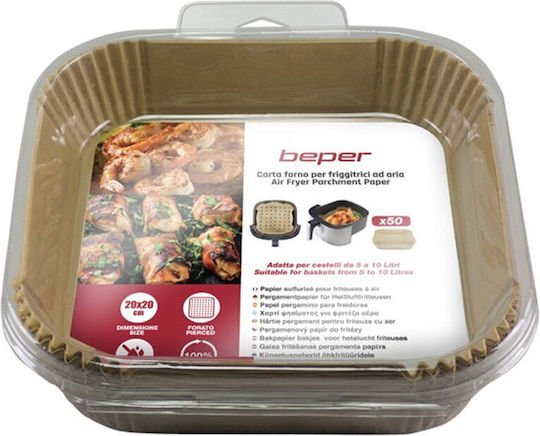 Beper Hârtie De Copt Antiaderentă Pentru Air Fryer 24x24cm 50 Bucăți