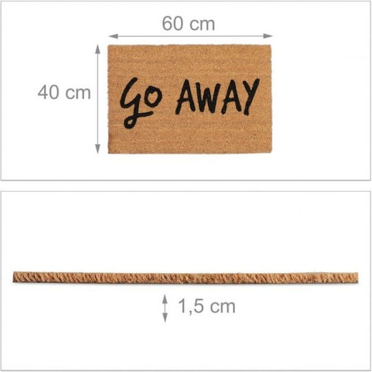 Relaxdays Covor de Intrare din Cocos cu Suport Antiderapant Maro 60x40buc Grosime 15mm