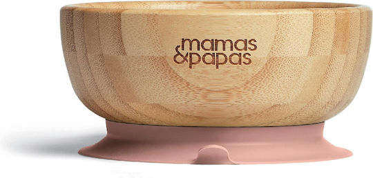 Mamas & Papas Комплект за хранене от бамбук с неплъзгаща се основа, розов, 5 части