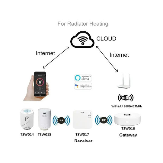 Electronică Valvă termostatică pentru radiatoare cu Wi-Fi pentru un site de comerț electronic pentru încălzirea corpului 1buc