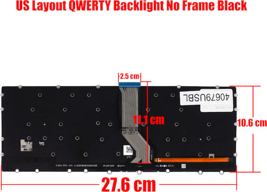 Πληκτρολόγιο Laptop Keyboard Acer Chromebook 15 C738t C910 Cb3-431 Cb3-531 Cb3-532 Cb5-571 Nsk-g3sq 60.muln7.020 6b.gu7n5.002 6b.gc2n5.014 6b.gjen5.014 6b.gjen5.009 Us No Frame Backlight Κωδ.40679usbl