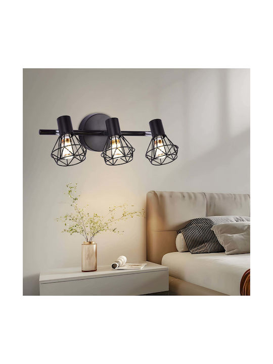 Alista Home Triplu Spot cu Soclu E14 în Culoare Negru