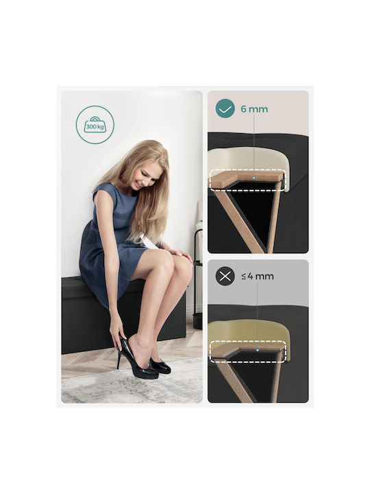 Dining Room Fabric Bench Black Velvet-Black Metal 110x38x38cm
