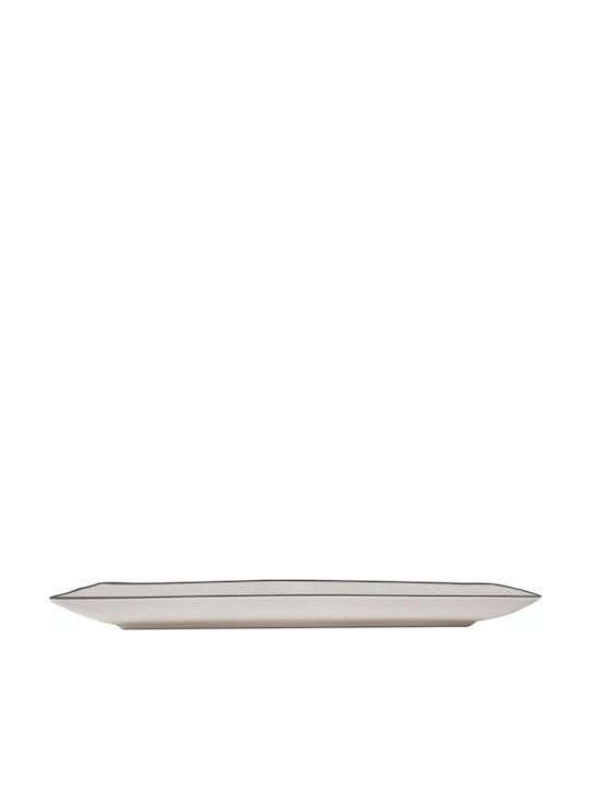 Plate Shallow Rectangular Ceramic Gray 26x16cm 6pcs