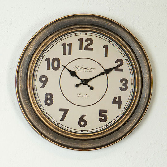 Antikes Wanduhr Kunststoff Bronze Ø40cm