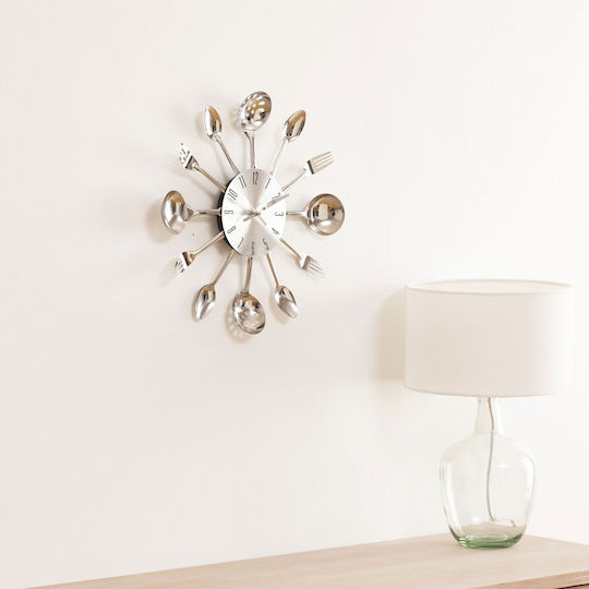 Atmosphera Cutlery Silent Wall Clock Metallic Silver Ø38cm