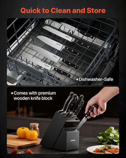 Vevor Knife Set with Base of Stainless Steel 15 Pieces