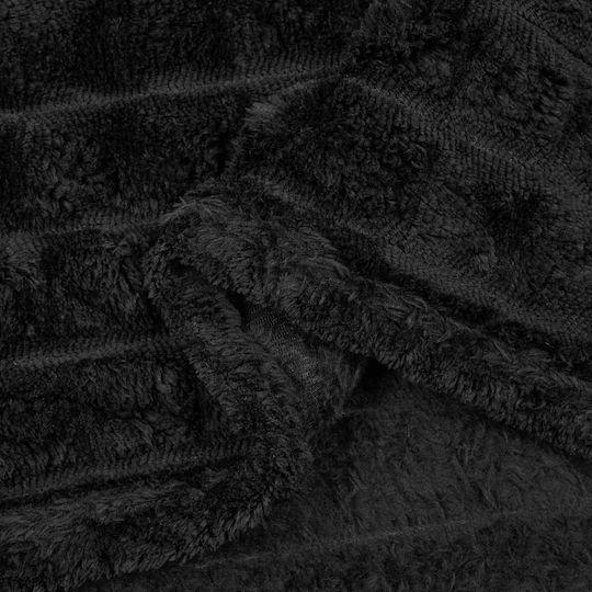 vidaXL Κουβέρτα Fleece Μονή 150x130εκ. Μαύρο