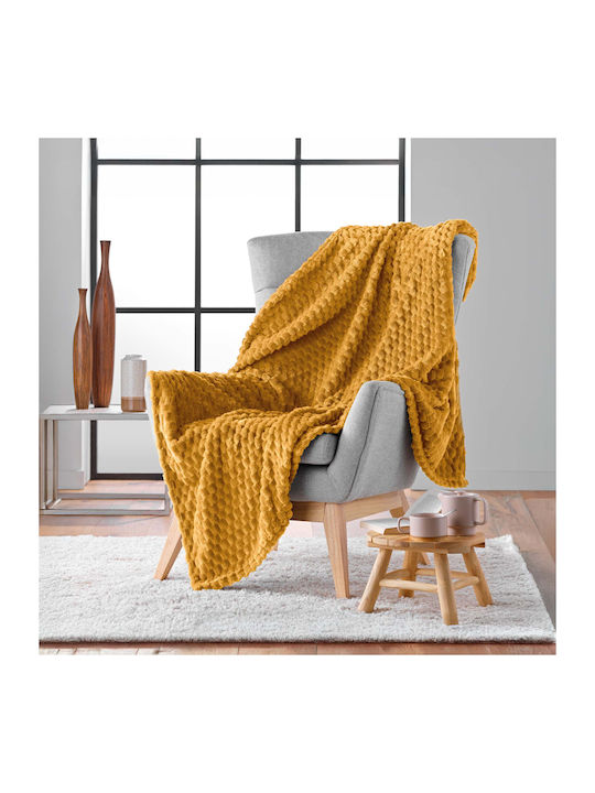 Atmosphera Douceur D'intérieur Mini Frosty Armchair Throw Fleece 125x150cm Ochre