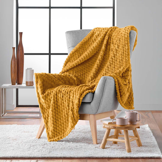 Atmosphera Douceur D'intérieur Mini Frosty Sesselüberwurf Fleece 125x150cm Ocker