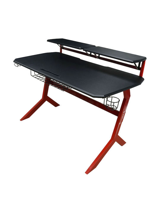 Gaming Office Wooden Black Red with Metal Legs 130x70x92.5cm